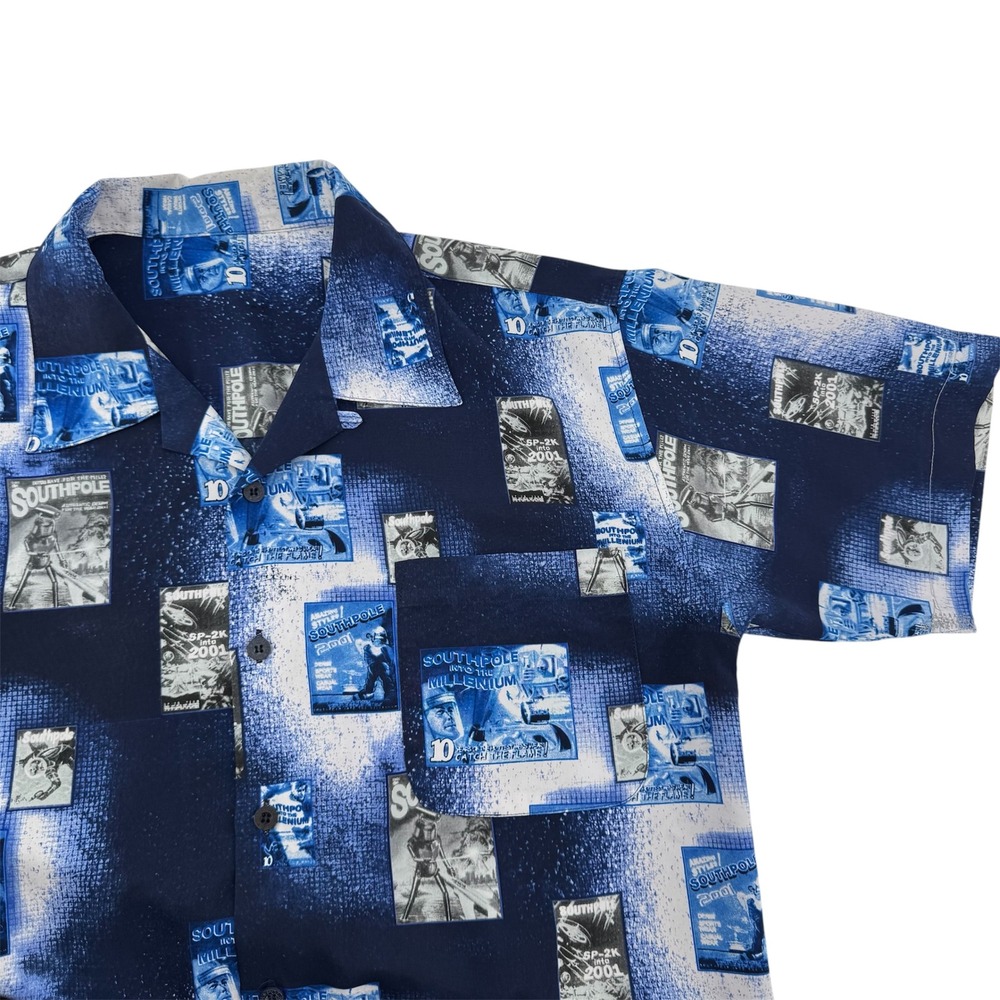 Southpole Millennium Graphic Y2K Shirt Mens XL‎ Blue All Over Print Streetwear
